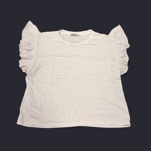 Zara White Ruffled Sleeve Blouse
